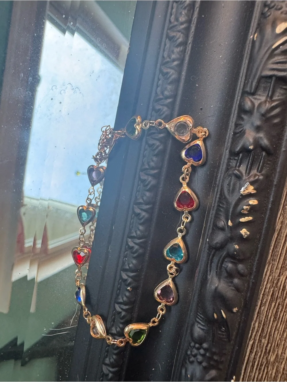 Gold-Tone Multicolor Heart Link Bracelet - Women Jewelry